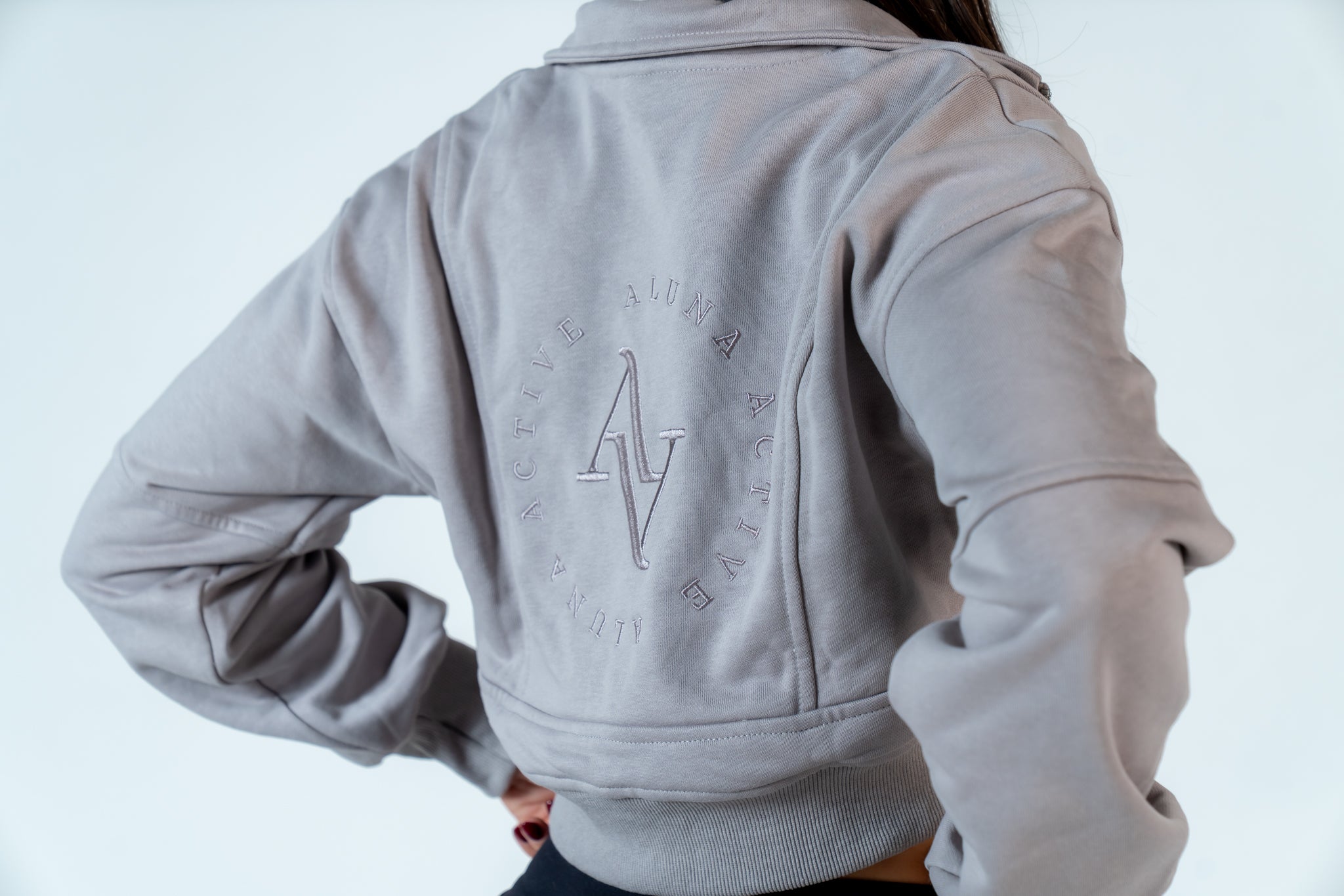 College Half-Zip Crop Jumper - Heavenly Lavender Grey