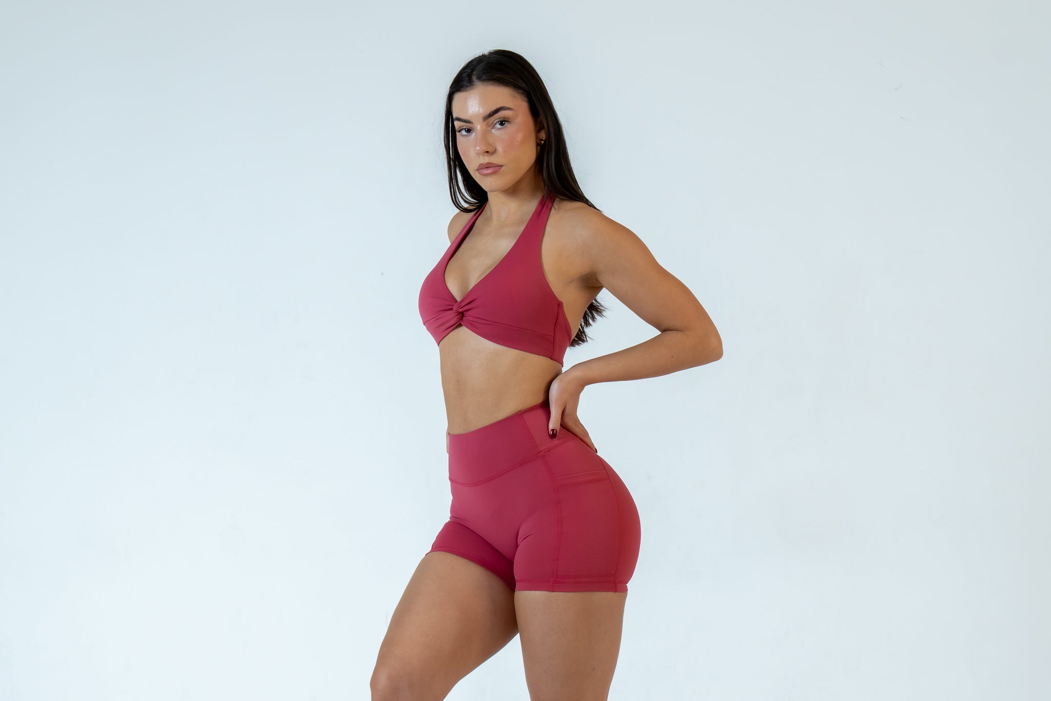 Watermelon Infinity Halter Neck Crop