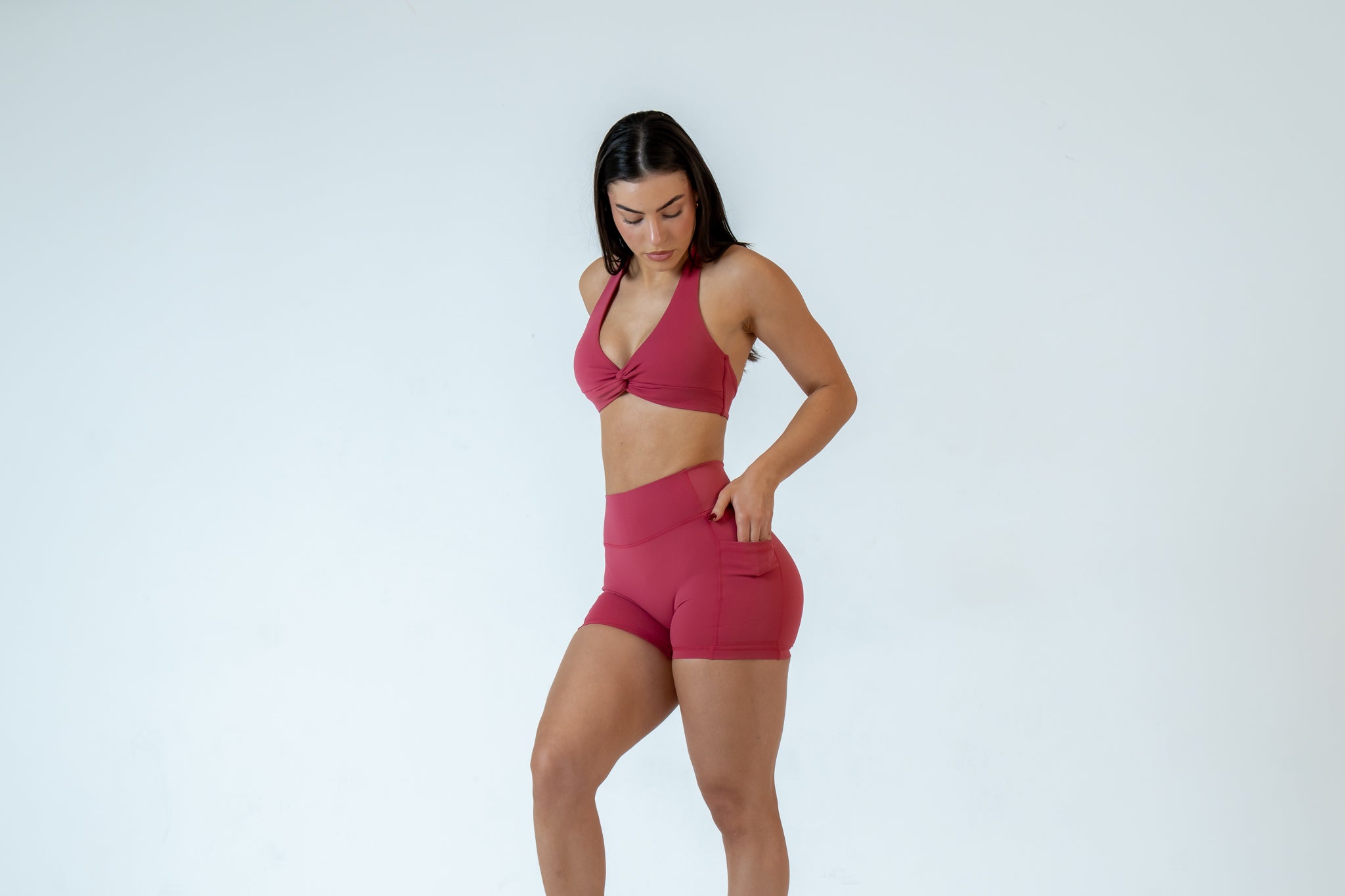 Watermelon Infinity Halter Neck Crop