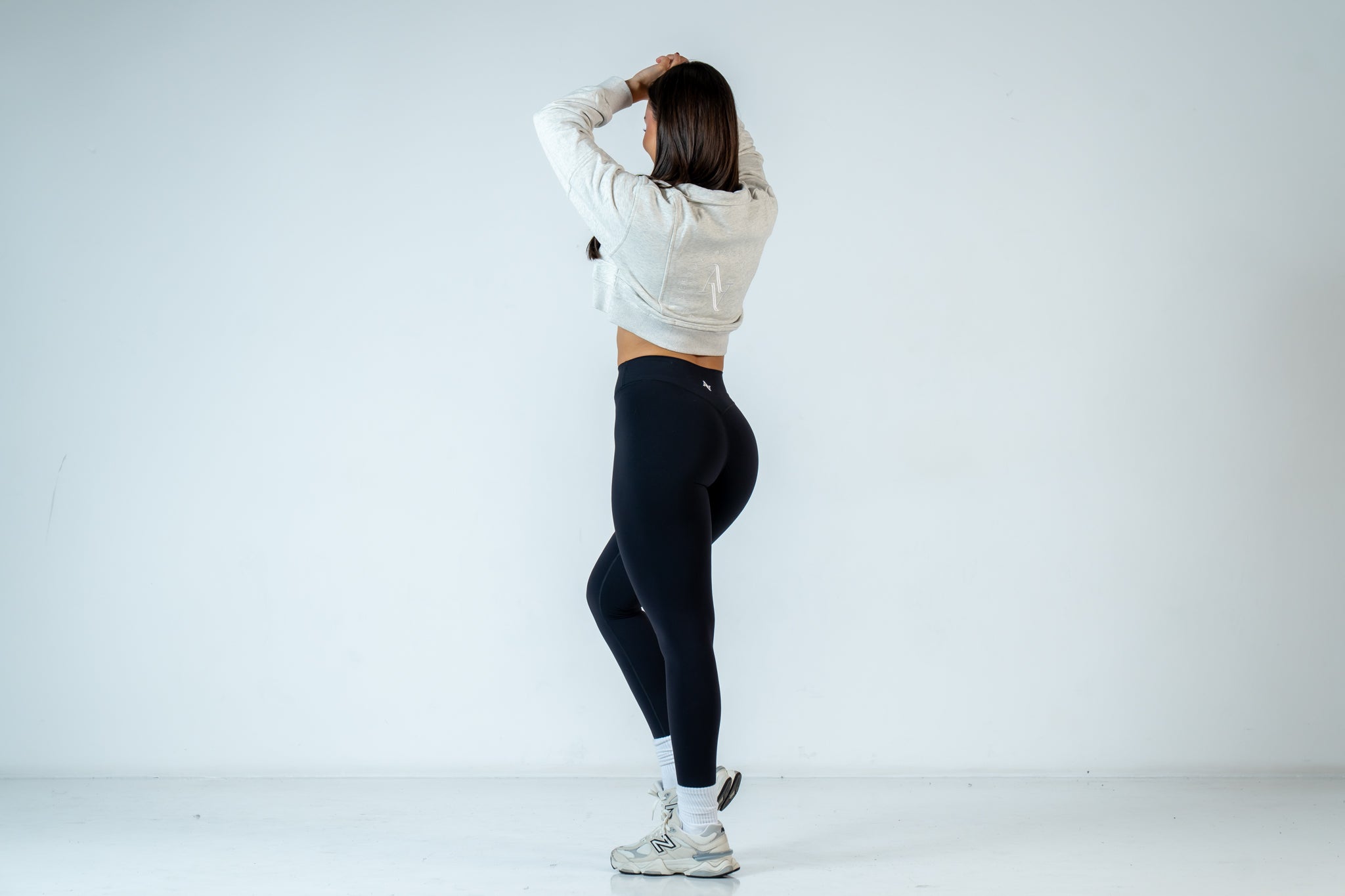 College Half-Zip Crop Jumper - Snow Marl Grey