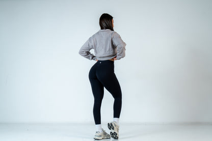 College Half-Zip Crop Jumper - Heavenly Lavender Grey