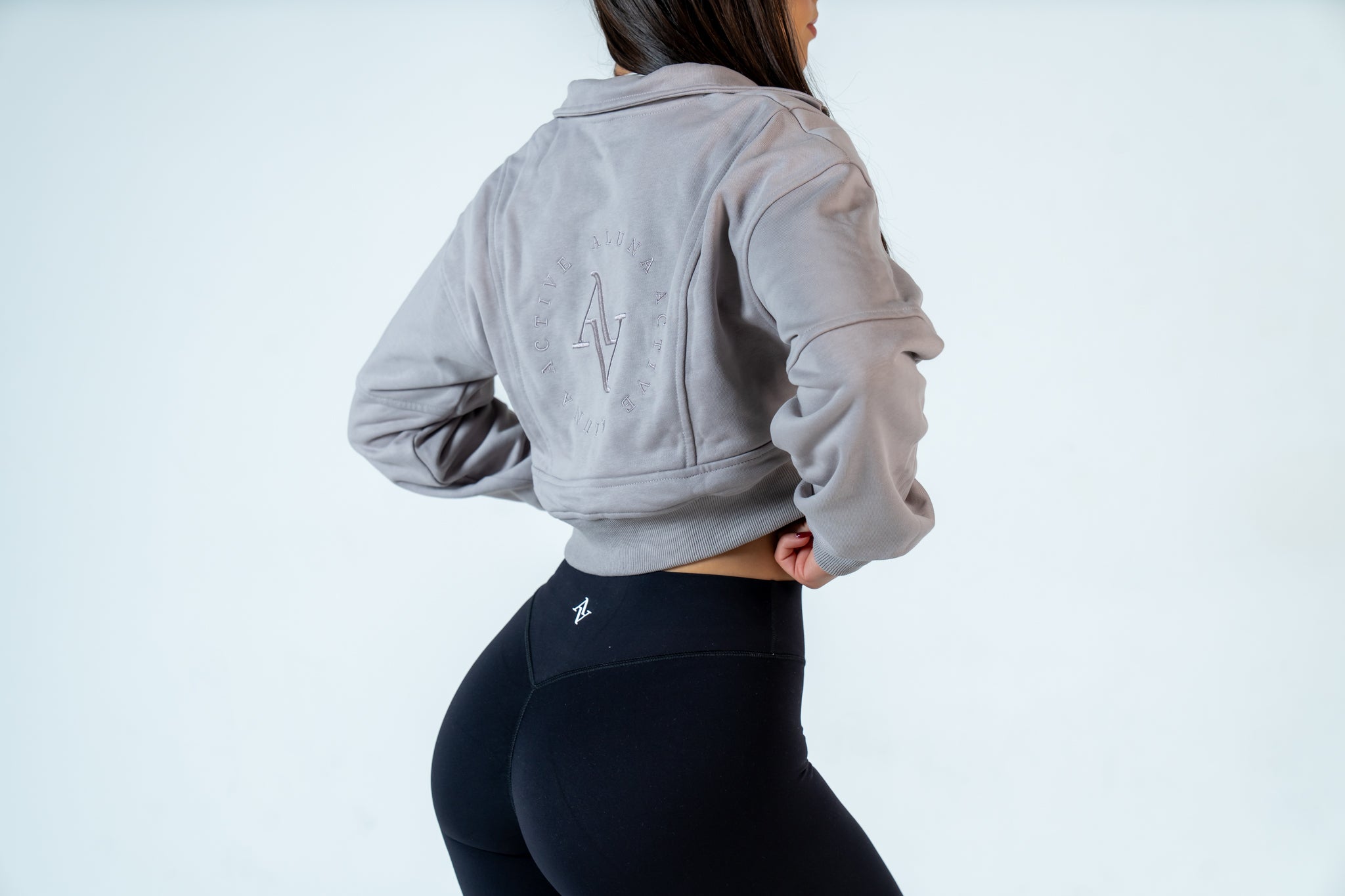 College Half-Zip Crop Jumper - Heavenly Lavender Grey