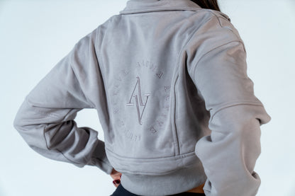 College Half-Zip Crop Jumper - Heavenly Lavender Grey