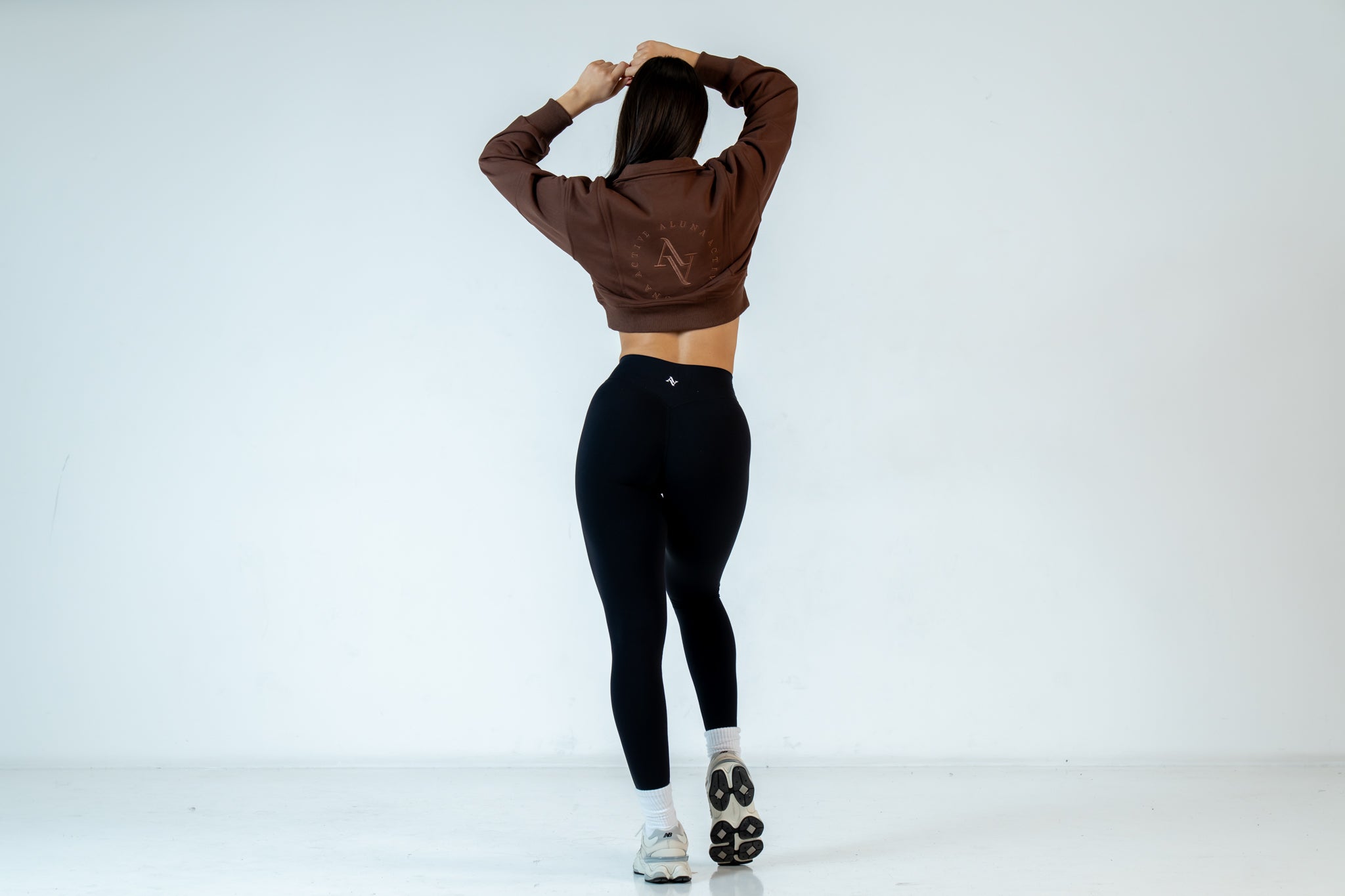 College Half-Zip Crop Jumper - Hot Chocolate